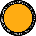 Orange circle with white text around it. Orange circle with white text around it.